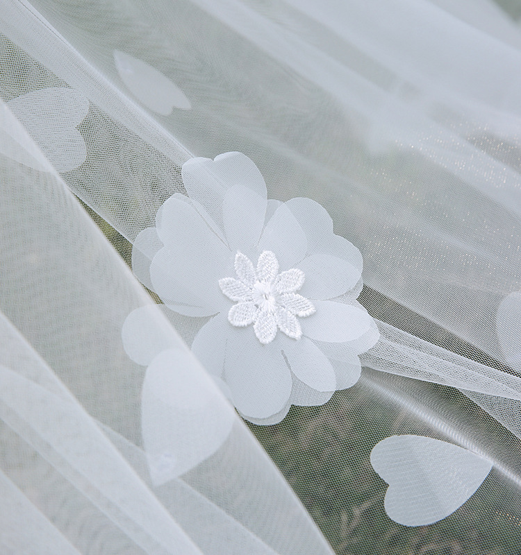 2017新款结婚头纱拍照摄影3米星星花拖尾长款头纱婚纱配件批发