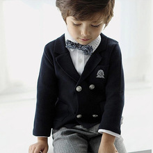 秋款韩版童装开衫外套加盟代理一件代发梭织双排扣舒适小西服外套
