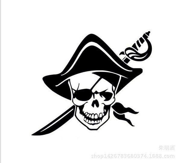外贸pirates of the caribbean加勒比海盗车贴海盗骷髅头贴纸