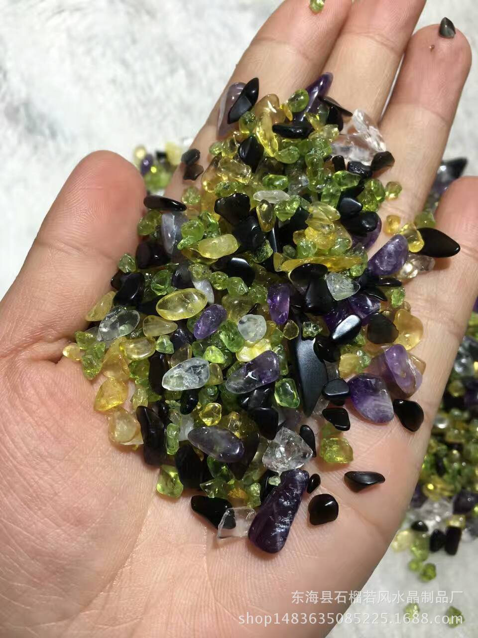 五行石水晶碎石 石 鱼缸花盆装饰 室内装潢 每件100克