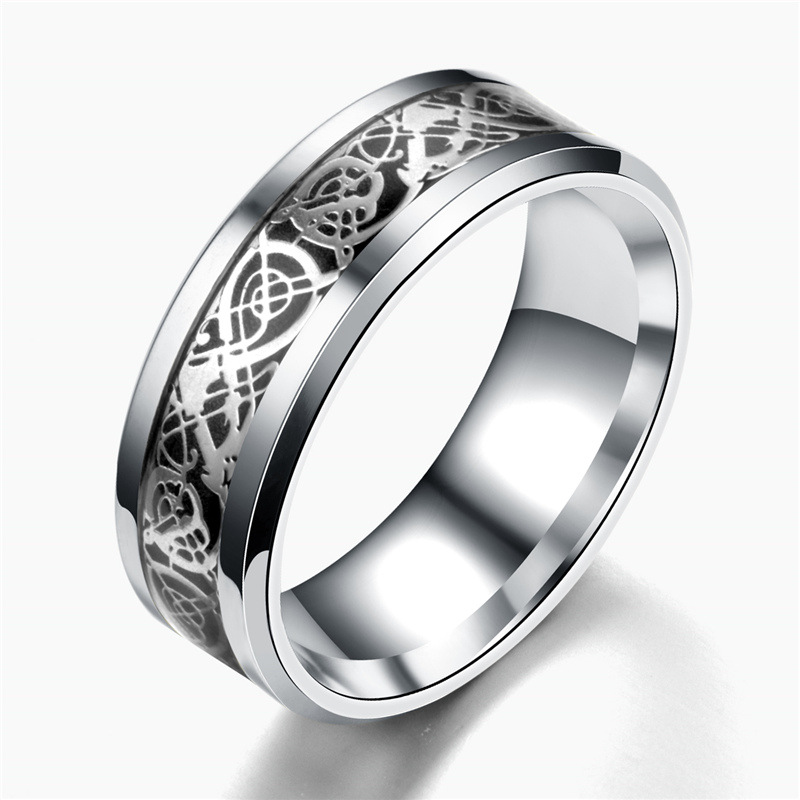 Daihao Spot Cross-Border Jewelry Stainless Steel Dragon Pattern Ring European and American Fashion Men's Ring Wholesale Epoxy Ring