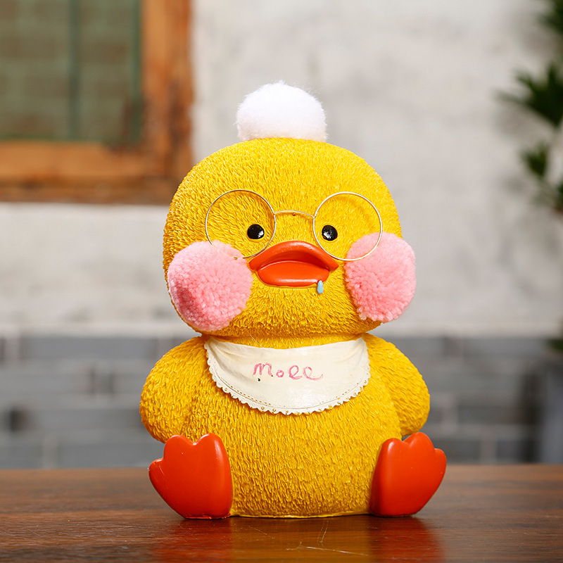 小黄鸭树脂存钱罐 创意树脂卡通网红玻尿酸鸭储蓄罐 工艺品奖品
