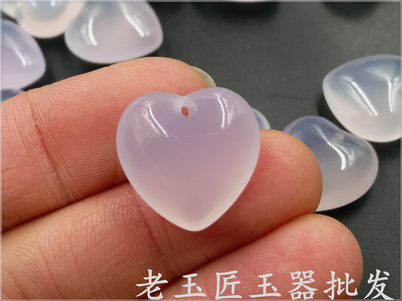 老玉匠 天然冰种白玉髓玛瑙鸡心吊坠 红玛瑙心形挂件