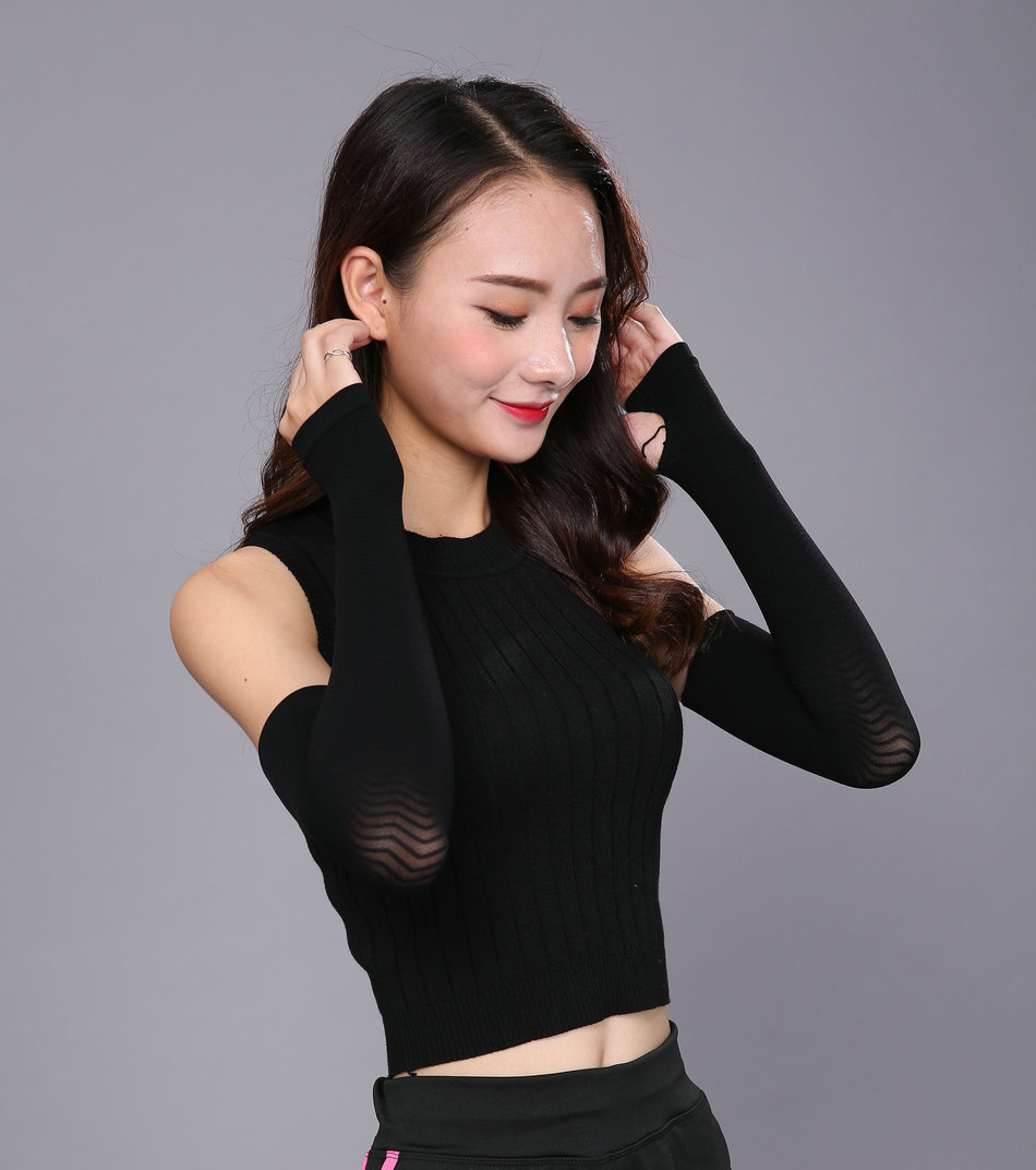 Cross-Border Supply High Elastic Pressure Beam Arm Extended Thin Arm Sleeve Pressure Sports Beautiful Arm Corrugated Sleeve Wholesale