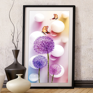 新款5d魔方钻石画蝶恋花钻石绣小幅卧室花卉系列装饰挂画