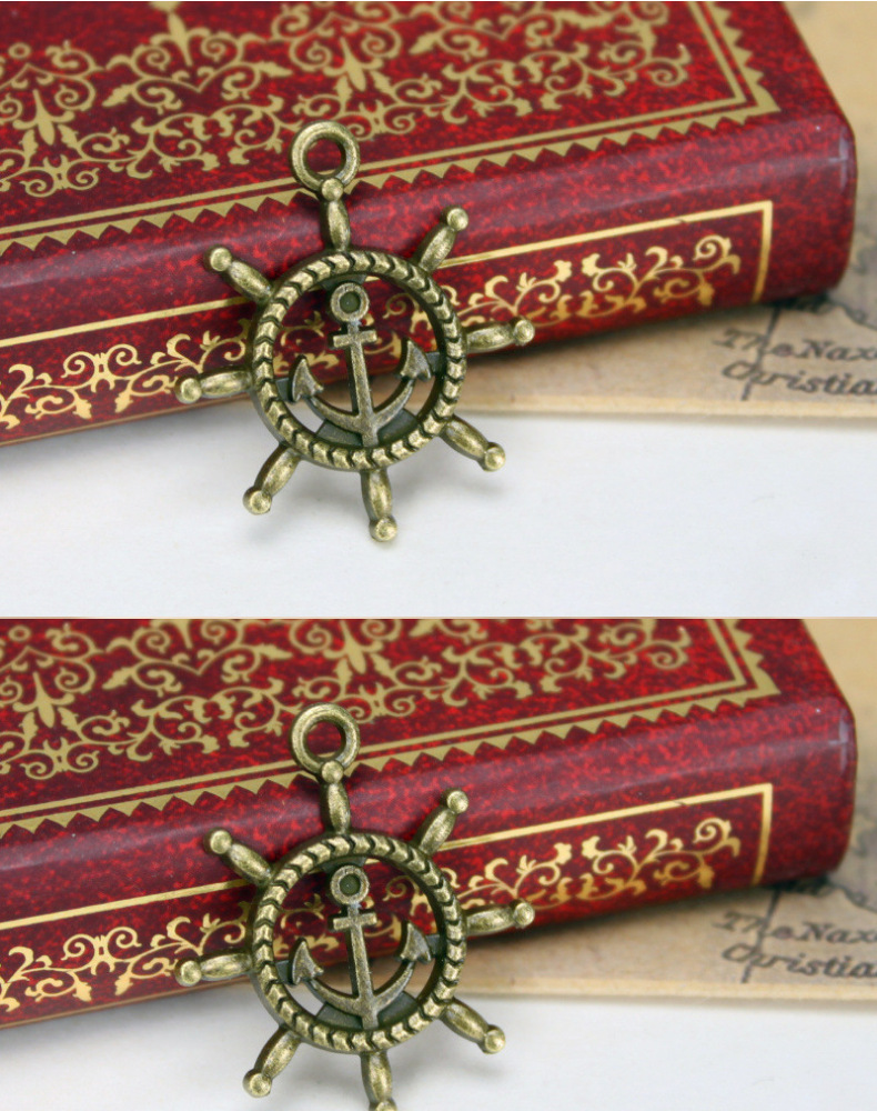 diy饰品配件 23mm 复古船锚 方向舵 合金船舵 饰品批发