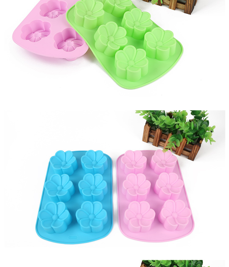 花型烘焙模具直销硅胶蛋糕模具 6连花形蛋糕模 烘焙工具 烤箱用