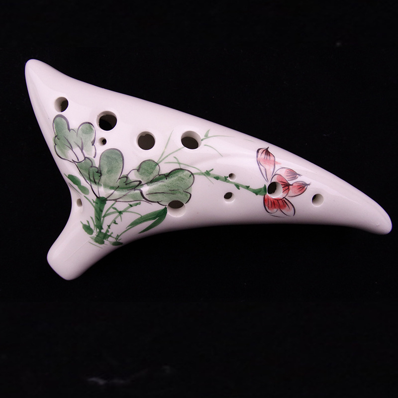 弘音陶笛 12孔陶笛 水彩手绘ac调陶笛 十二孔瓷笛专业款学校音乐