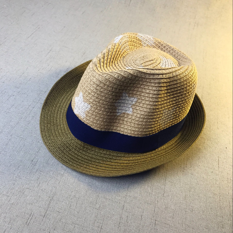 春夏秋星星爵士环保纸草草帽 男女婴儿宝宝帽子 儿童遮太阳帽礼帽