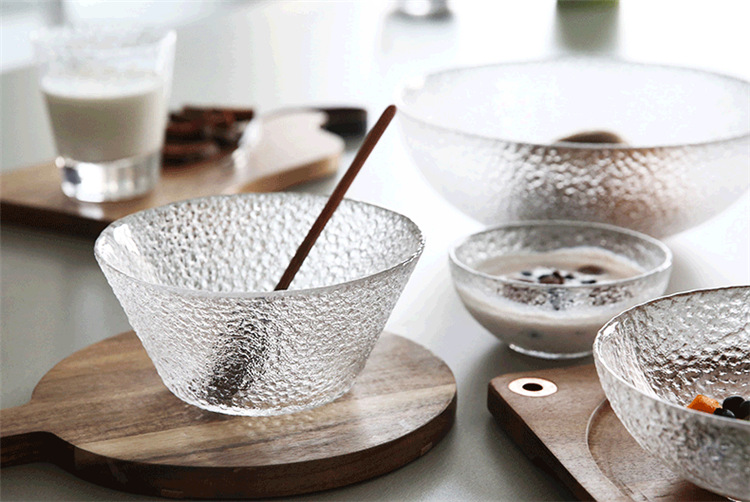 【融优小商品】创意玻璃杯日系锤纹冰凝系列玻璃透明碗沙拉碗多个款式