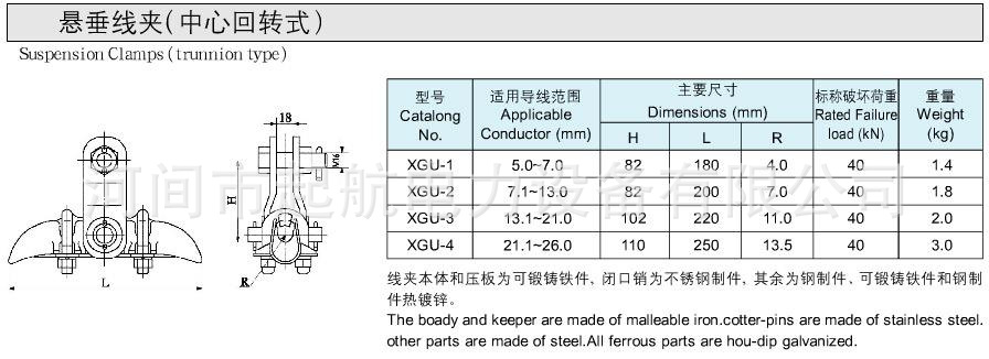 电力金具 110kv线路xgu-1悬垂线夹 热镀锌耐张楔形线夹中心回旋式