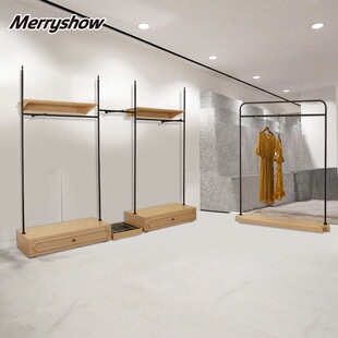 服装店衣架展示架落地式高架龙门架男女装服装架货架展示柜层板架