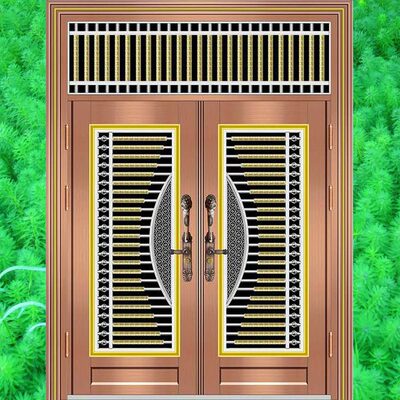彩色304不锈钢大门 庭院进户门 玫瑰金不锈钢双开大门
