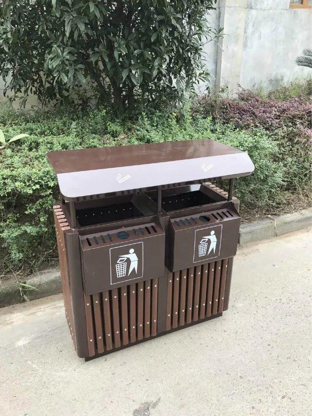 金铭景区塑木分类垃圾桶户外钢木大号果皮箱不锈钢社区环卫桶