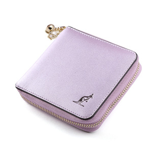 意大利lalpina袋鼠 钱包女短款韩版女生零钱包拉链钱包迷你款牛皮