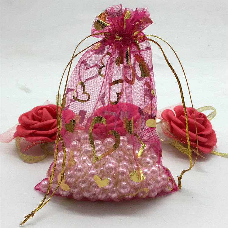 Gilding Heart Shaped Gauze Bag Gauze Bag Gift Denture Mechanic Station Jewelry Bag Candy Wedding Bag Candy Bag Wedding