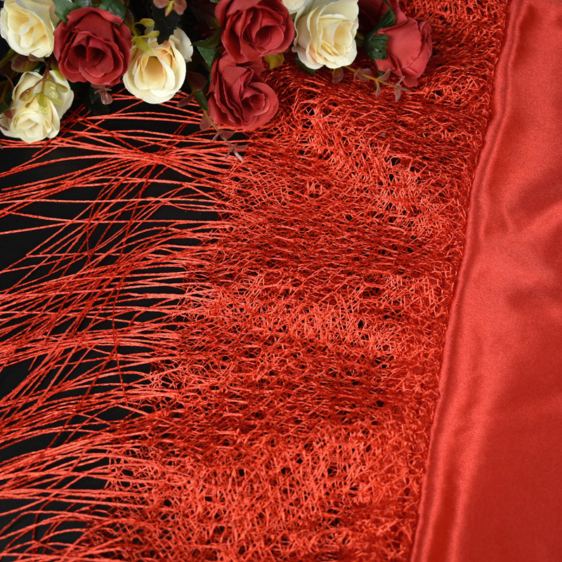 Spot Wedding Red Cover Vintage Sequined Four Phoenix Satin Bride Veil Bright Red Xi Decorations Wedding Veil Custom