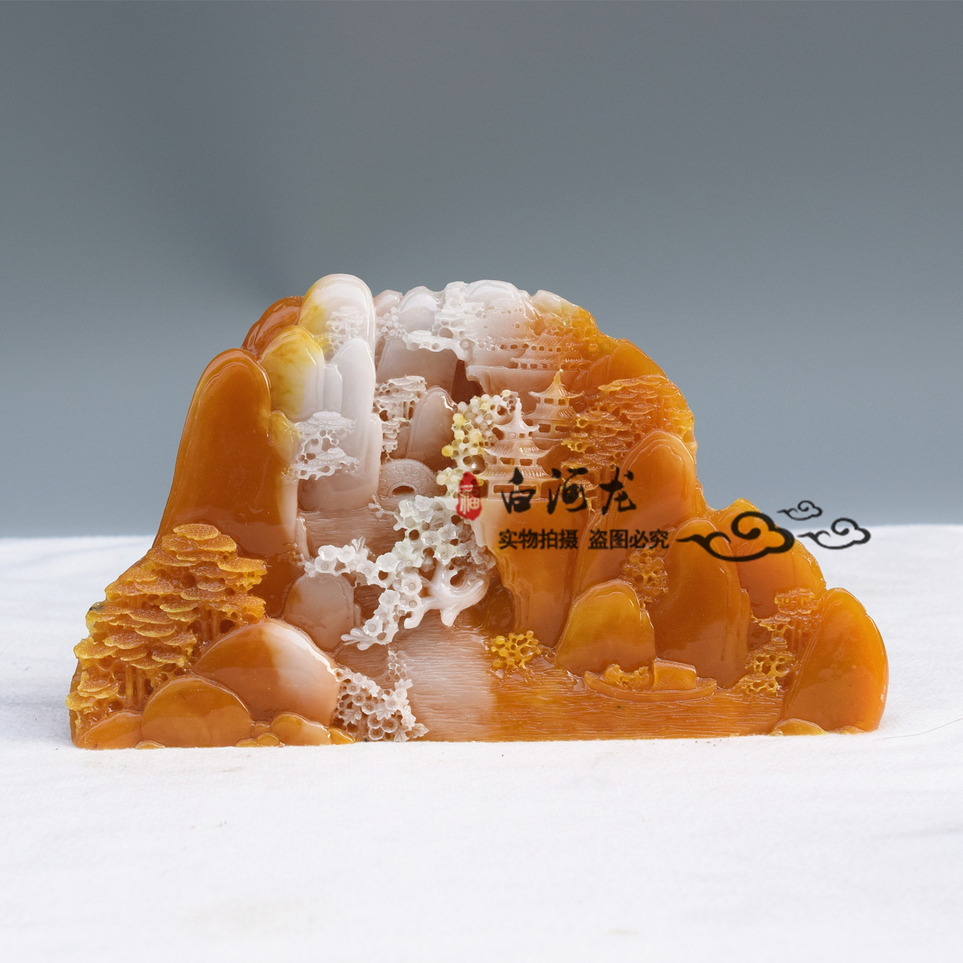 高仿寿山石雕刻山水摆件家居风水玉石工艺礼品收藏石雕玉器摆件