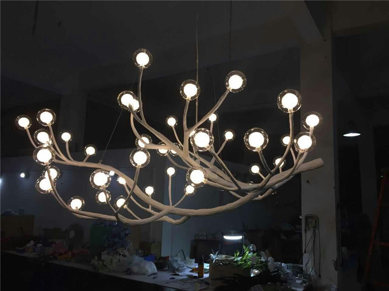 自然风树枝吊灯 现代中式田园个性泡泡球客主题餐厅馆包厢禅室灯