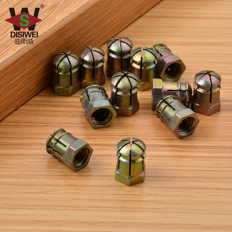 迪斯威 家具三合一连接预埋件 合金膨胀螺母 家具合金预埋螺母