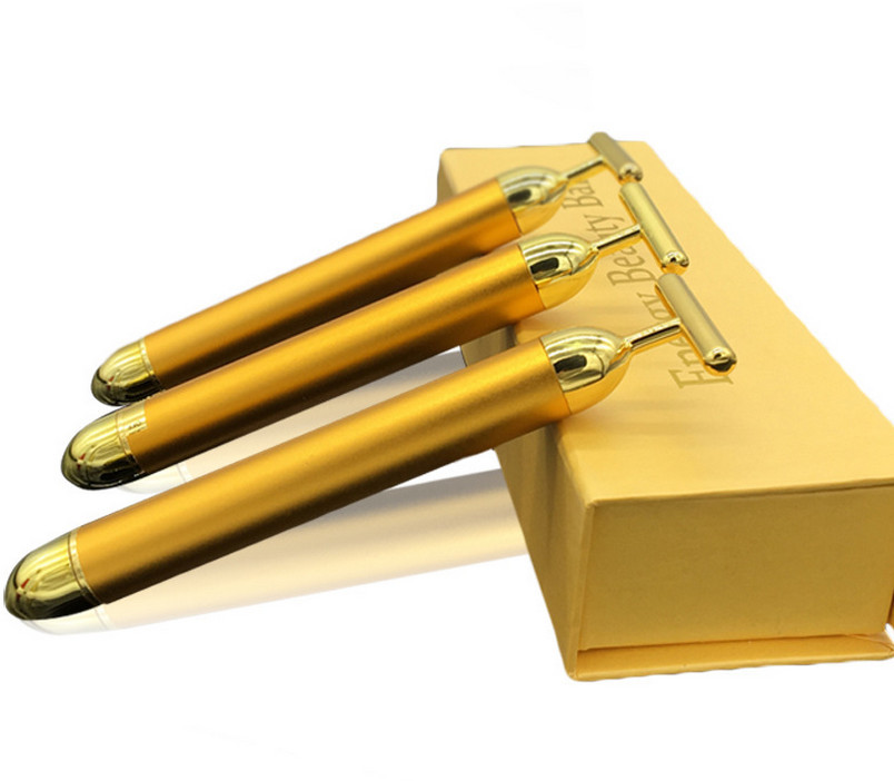 厂家直供 黄金棒 24k金脸部按摩器 电动美容棒 t型脸部按摩