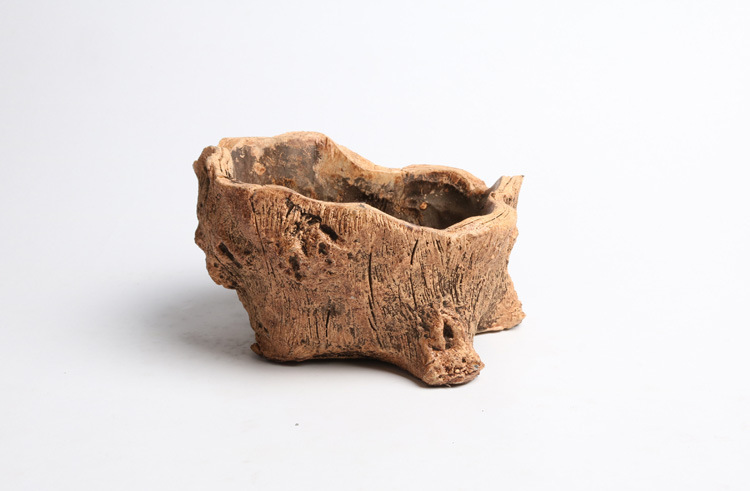 创意水泥仿树头双缸树根木头多肉花盆批发绿植微景观组合盆栽绿植