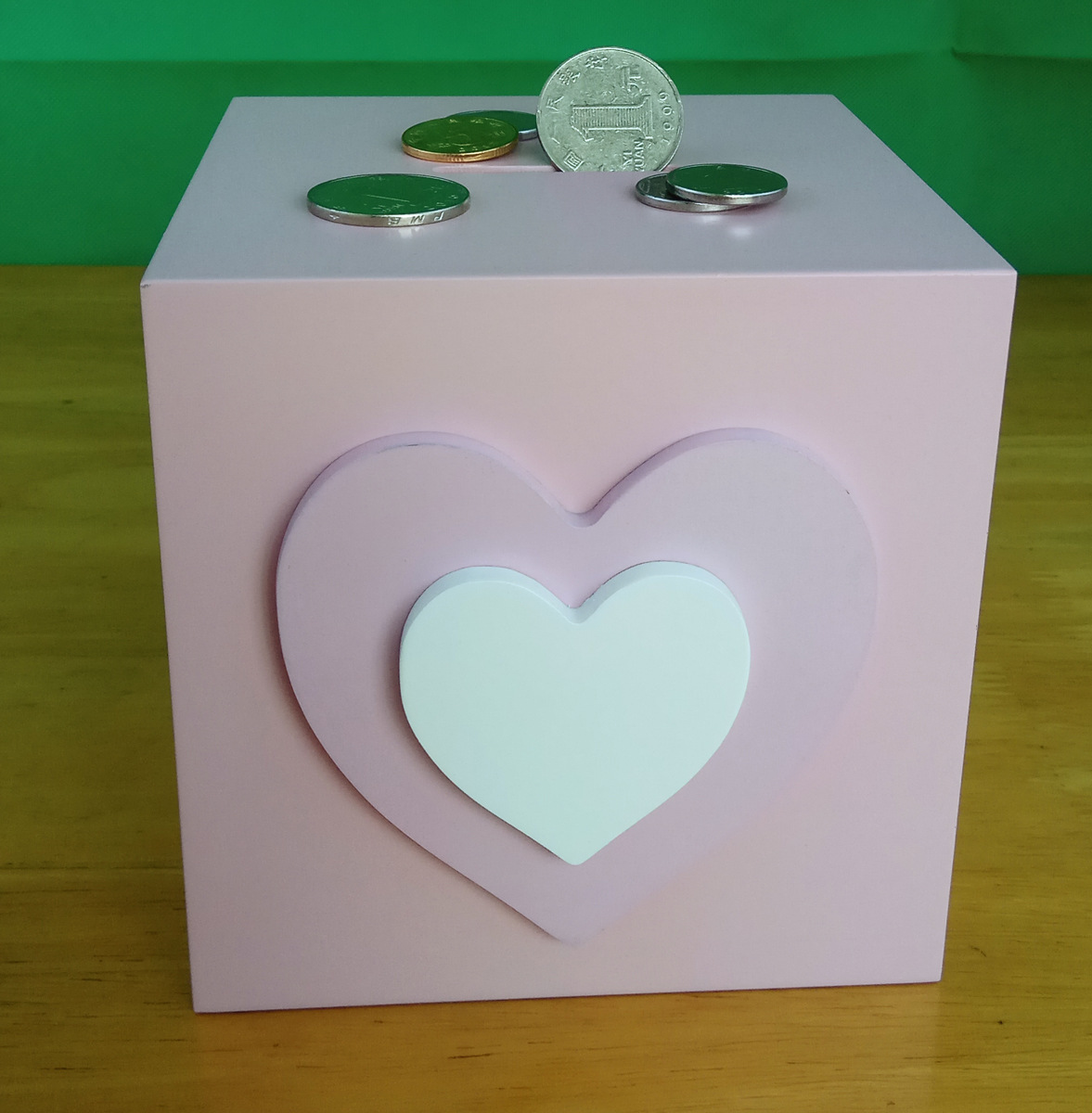 爱心储钱罐木质工艺品存钱罐少女心纸币硬币储钱罐儿童成人零钱罐