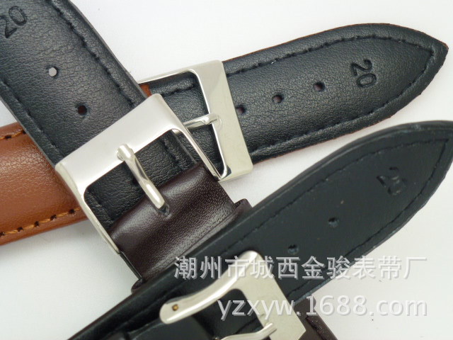 Glossy Plain Leather Leather Needle Pattern Strap Men's Pin Buckle Strap in Stock