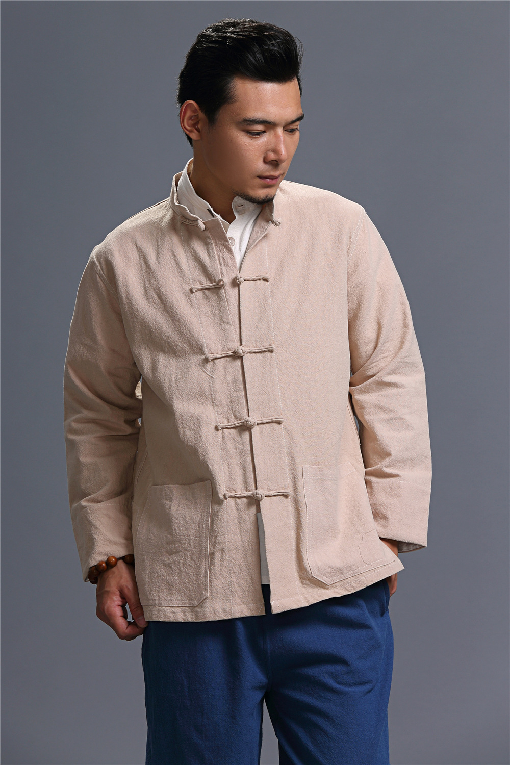 麻凡布衣中山装民族服装男装立领长袖麻棉手工盘扣衬衫民族风唐装