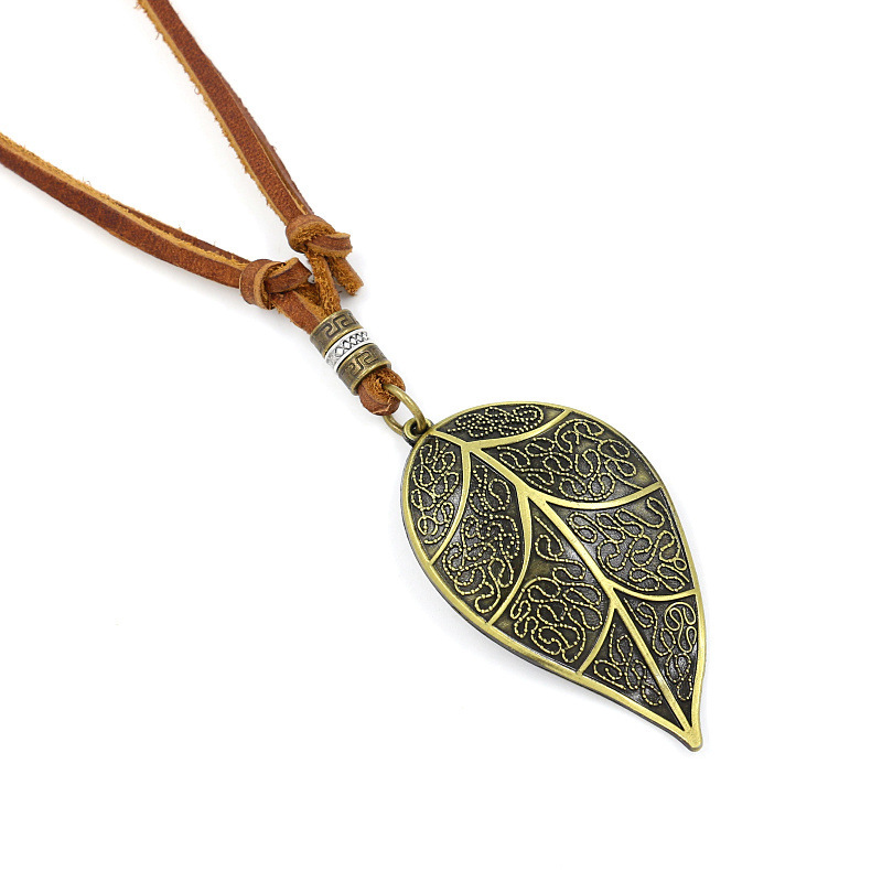 速卖通爆款 复古树叶项链 韩版男女叶子挂件时尚吊坠饰品 毛衣链