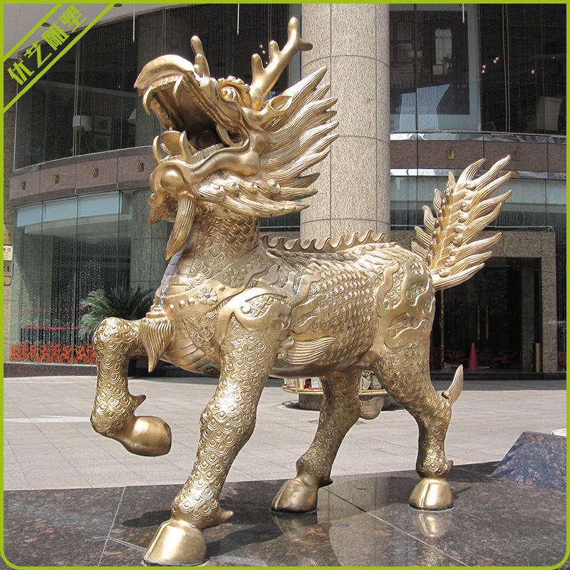 铜麒麟雕塑摆件源头工厂定制各种庭院酒店广场铸铜麒麟雕塑