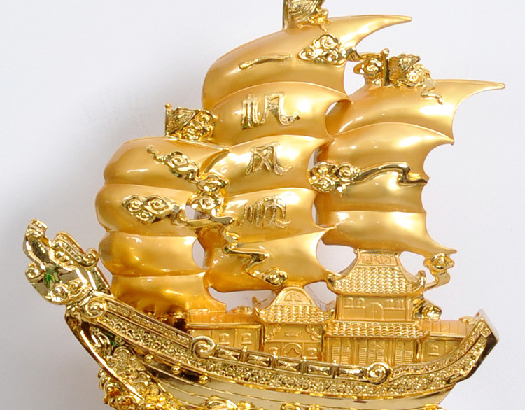 金色落地式大号一帆风顺帆船摆件公司开业办公室装饰品工艺品批发
