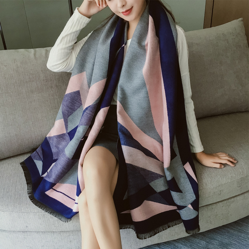 Autumn Winter All-Matching Talma Korean Style New Dual Purpose Warm Korean Student Long Thickened Scarf Women's Winter