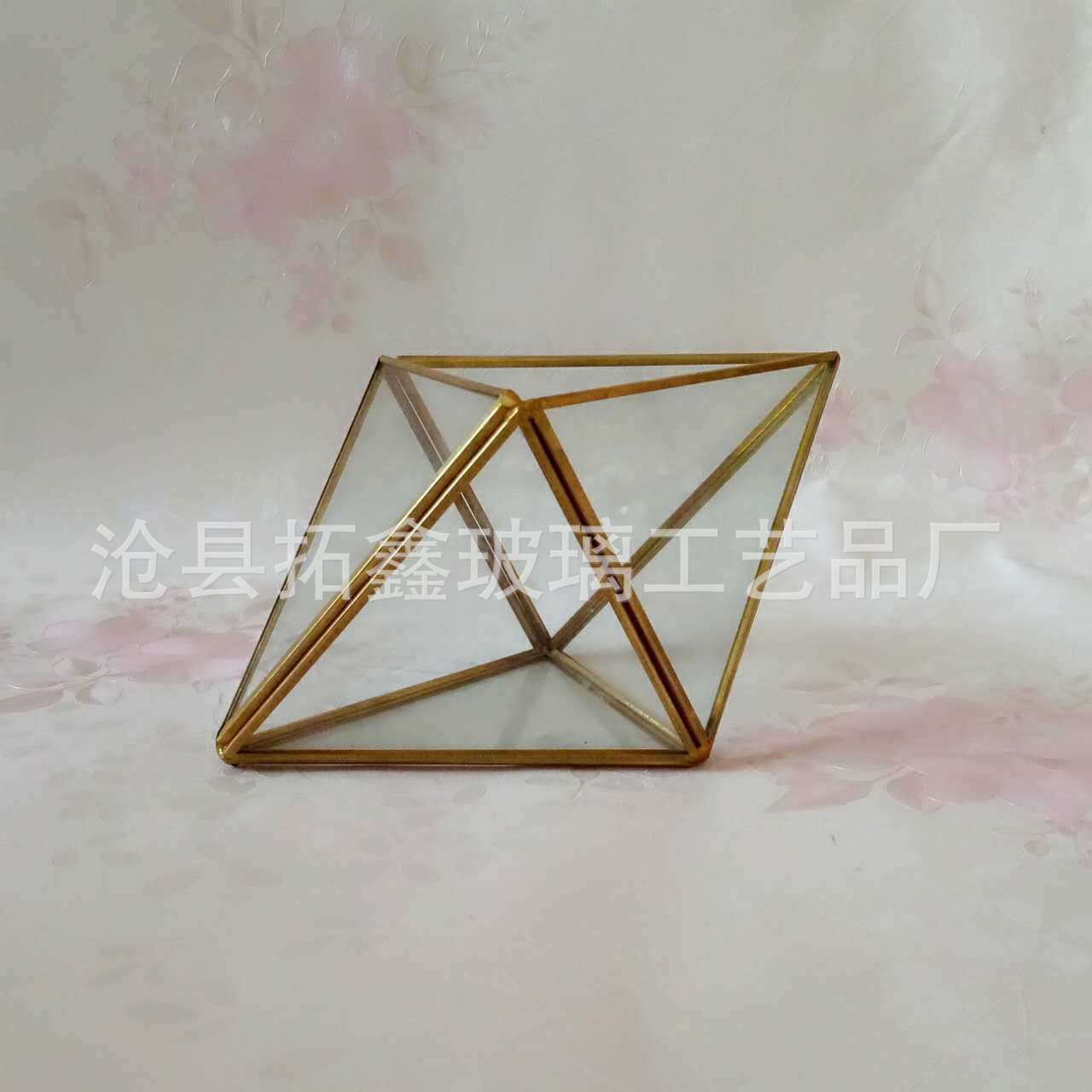 黑色菱形八面体 几何形微景观玻璃花房 多肉摆件