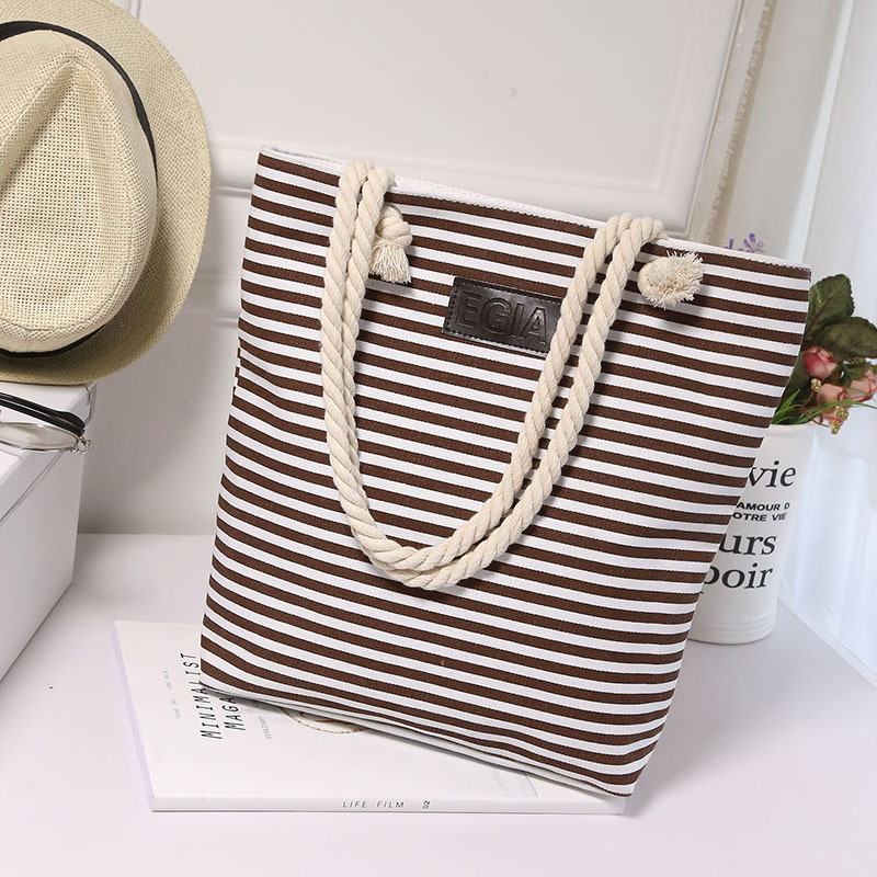 Wholesale 2019 New Canvas Striped Shoulder Bag Hemp Rope Artistic One-Shoulder Handbags for Women Mummy Bag Trending Package