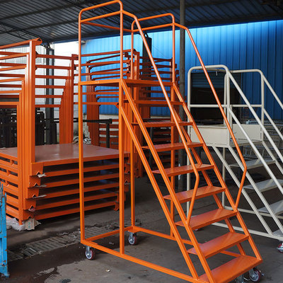 户外别墅仓库登高梯 移动取货仓库楼梯 cr-173冷轧钢板可旋转扶梯