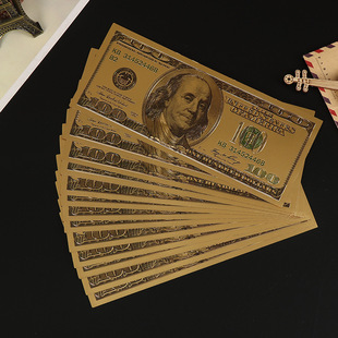 厂家定制 环保彩色金箔工艺礼品 100元美金纪念钞 量大从优