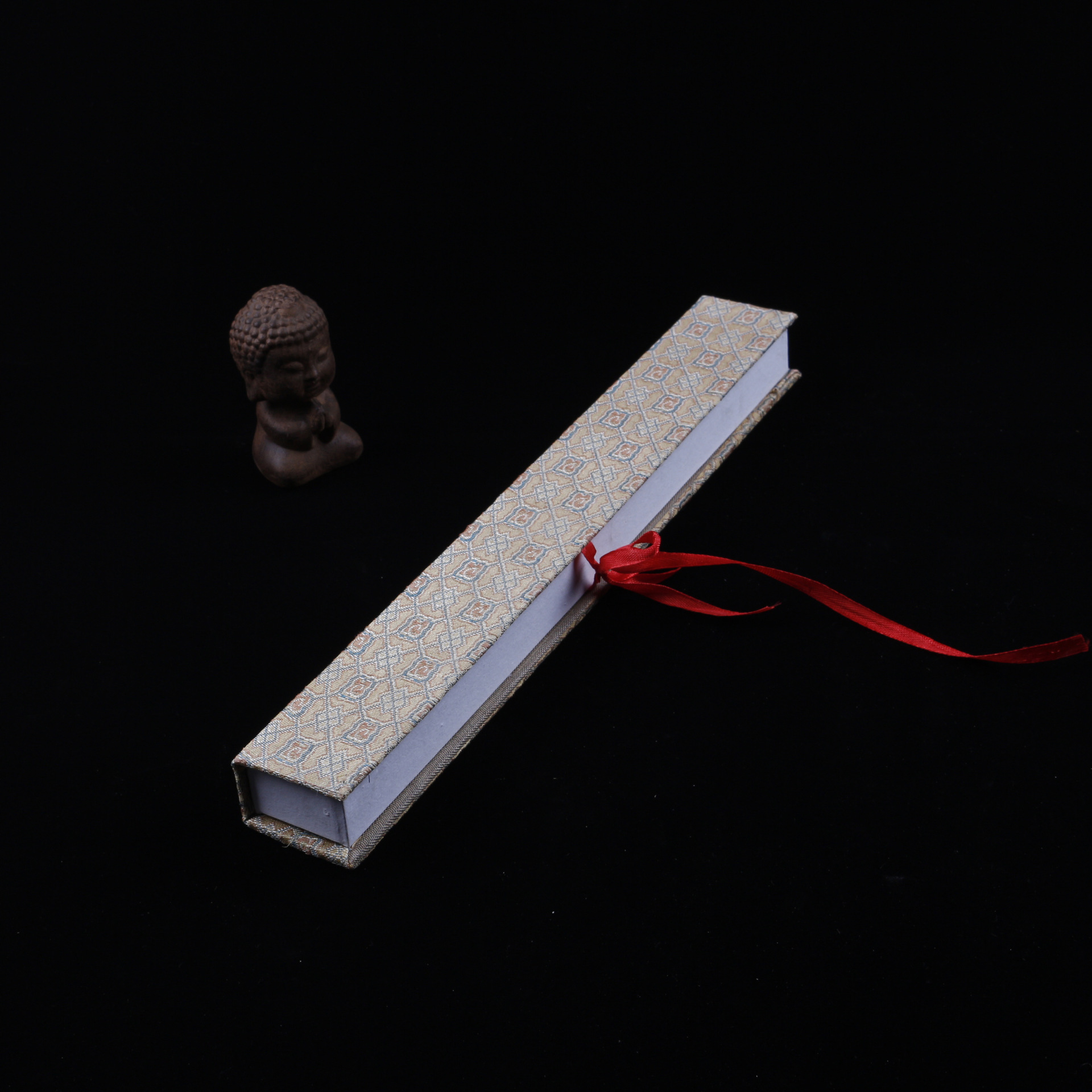 厂家直销批发毛笔文房四宝 单支装毛笔盒 精美锦布工艺礼品