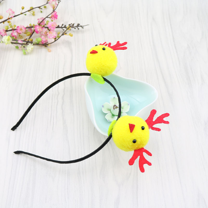 新款鸡年卖萌神器毛绒黄色小鸡头箍时尚立体本命年鸡发箍饰品批发