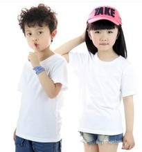 夏季纯棉圆领纯白色女男童手绘幼儿园广告文化衫定 制儿童T恤