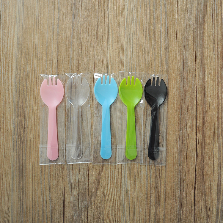 批发一次性塑料叉子 黑色笑脸蛋糕叉 西点叉经典磨砂刀叉独立包装