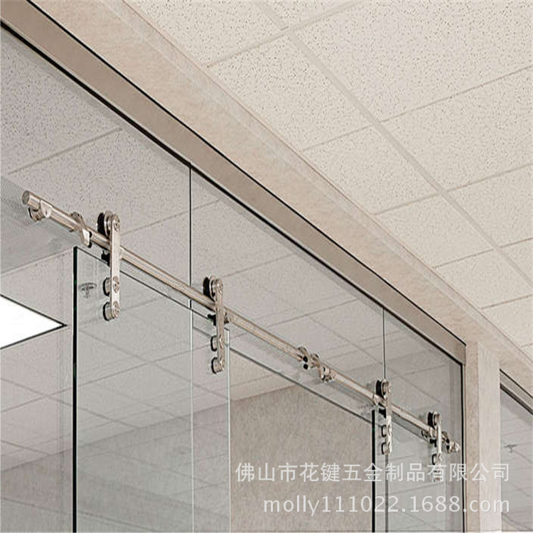 无框玻璃吊趟门吊轮吊轨移门五金件 01a静音办公室玻璃趟门滑轮