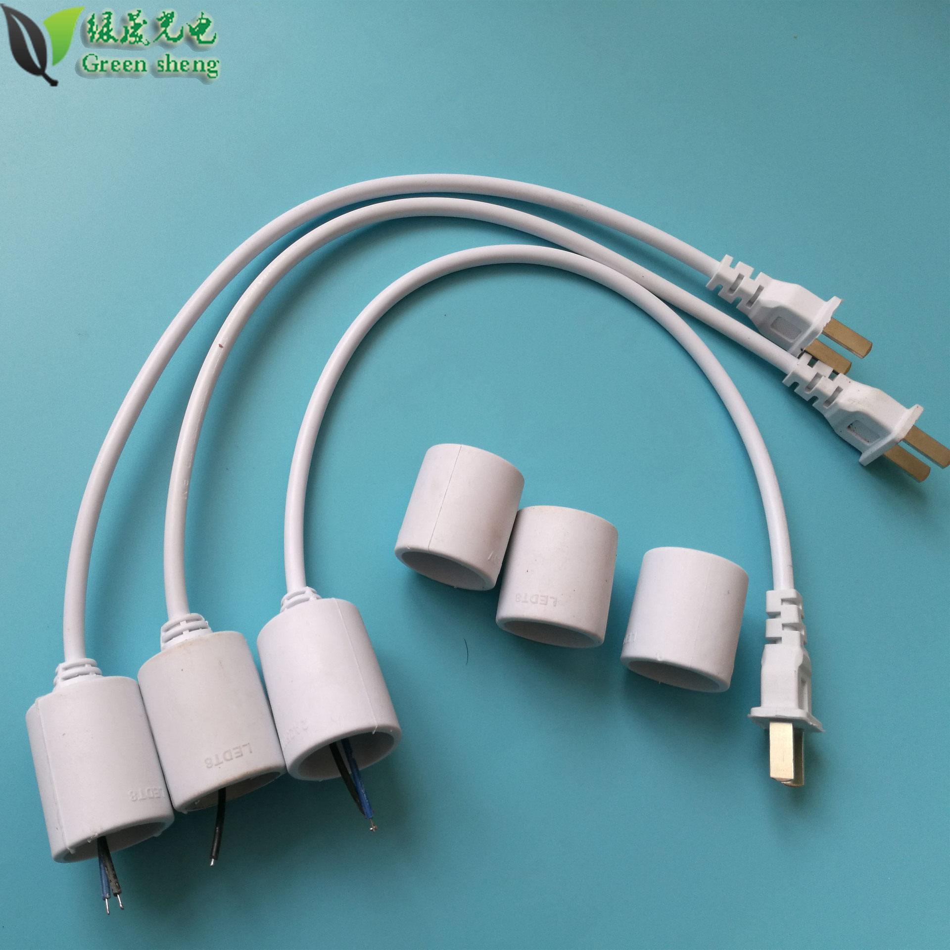 厂家供应:ledt8防水灯管堵头 pvc带线防水灯头