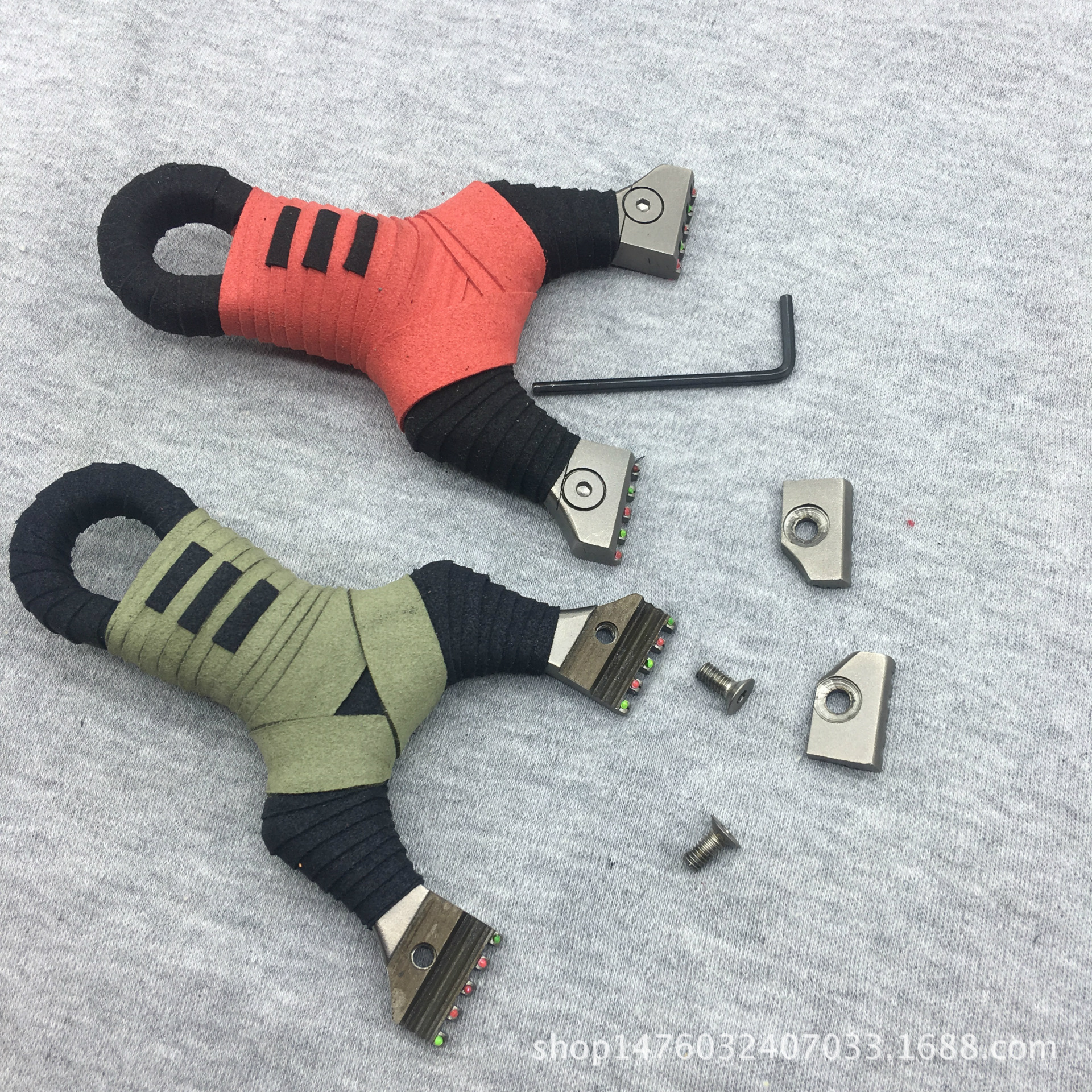 304线切割 夹片压扁皮光纤荧光瞄 免绑 户外竞技扁皮弹弓