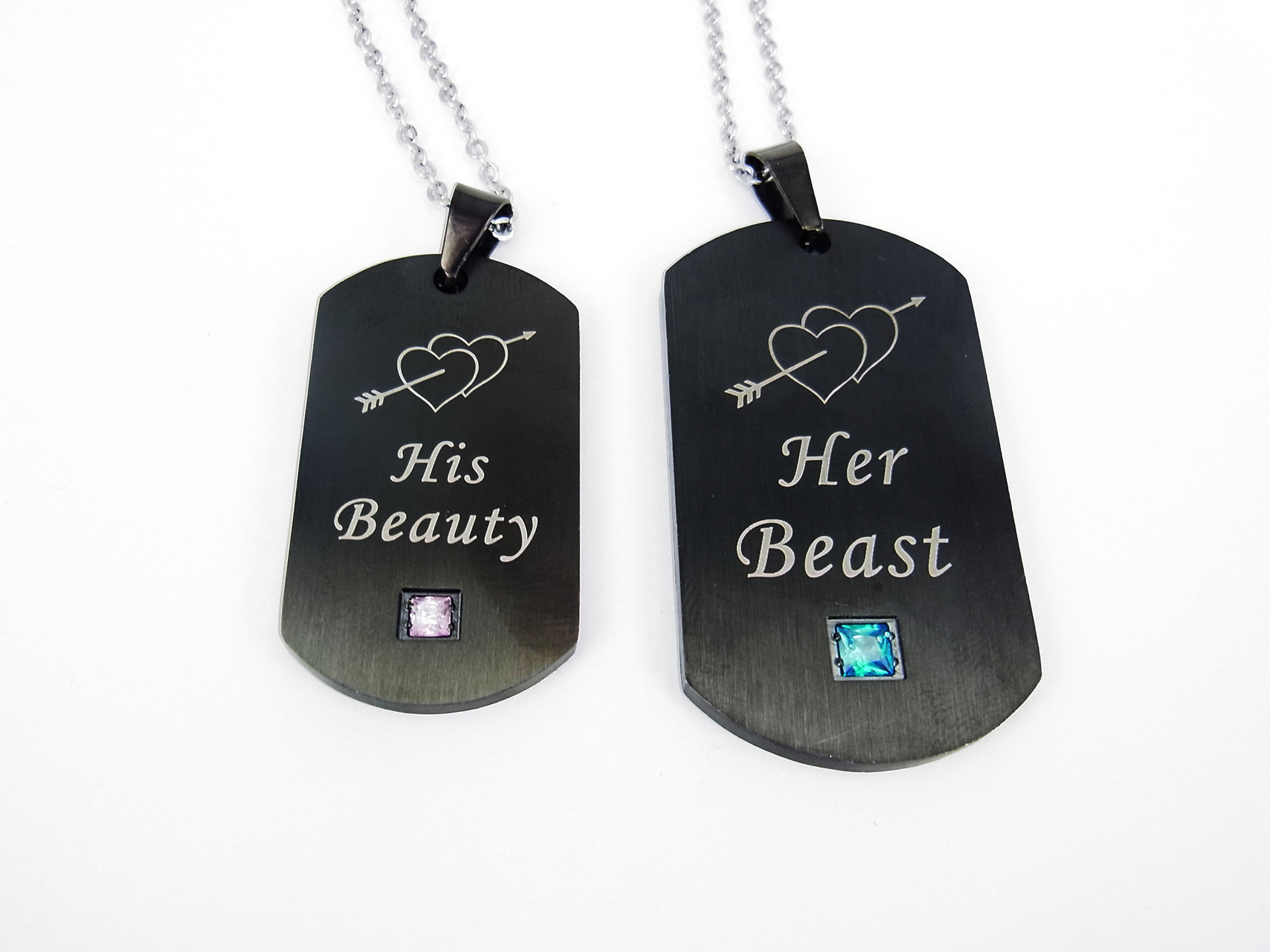 美女与野兽项链女 her beast his beauty吊牌 一箭穿心情侣吊坠