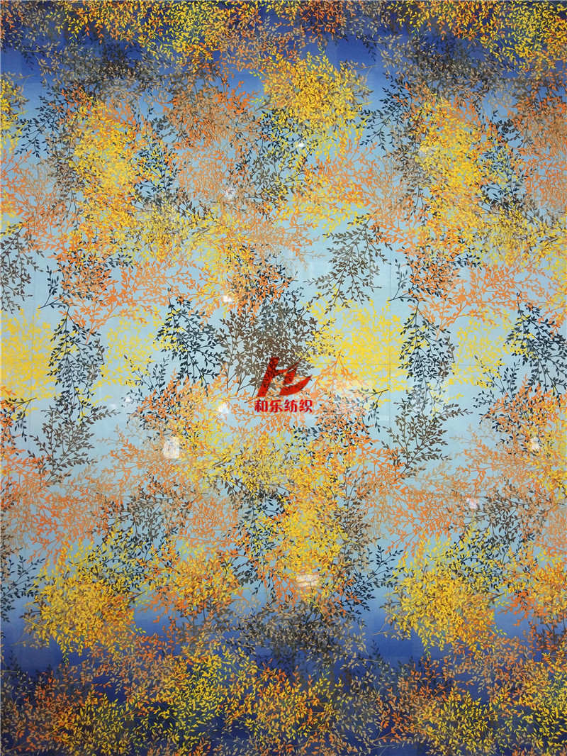 新品时尚方格麻数码印花女装时尚双边定位花型面料 春夏爆款布料