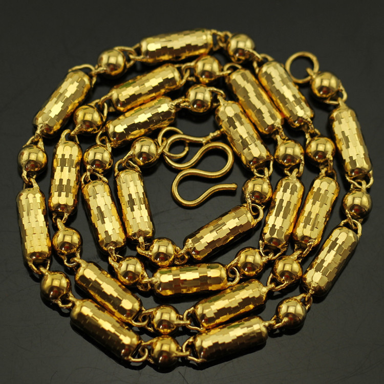 黄铜现场加工铜镀金项链男24k 不褪色 火烧金假黄金首饰厂家直销