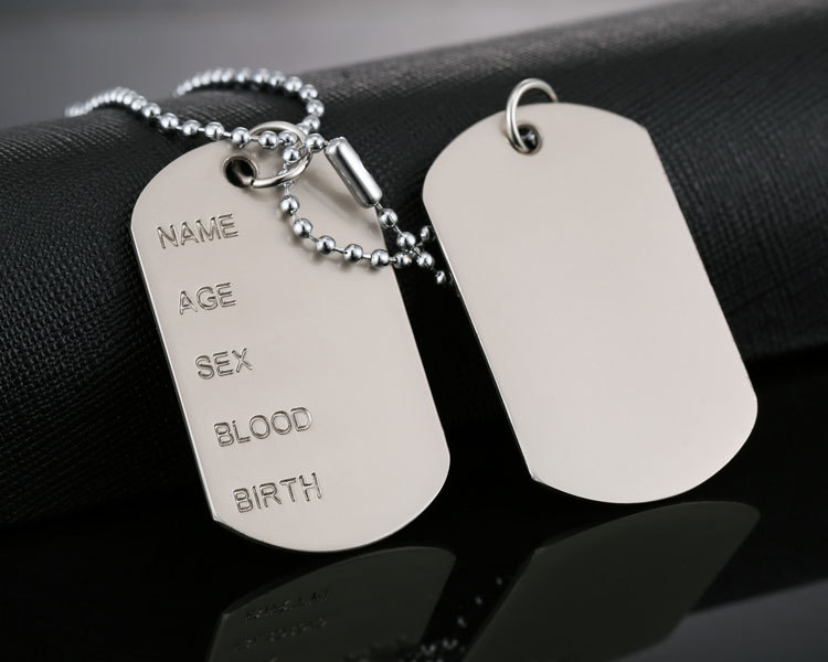 ng19外贸欧美 军牌狗牌长项链链 5排姓名双吊牌毛衣链 美国大兵牌