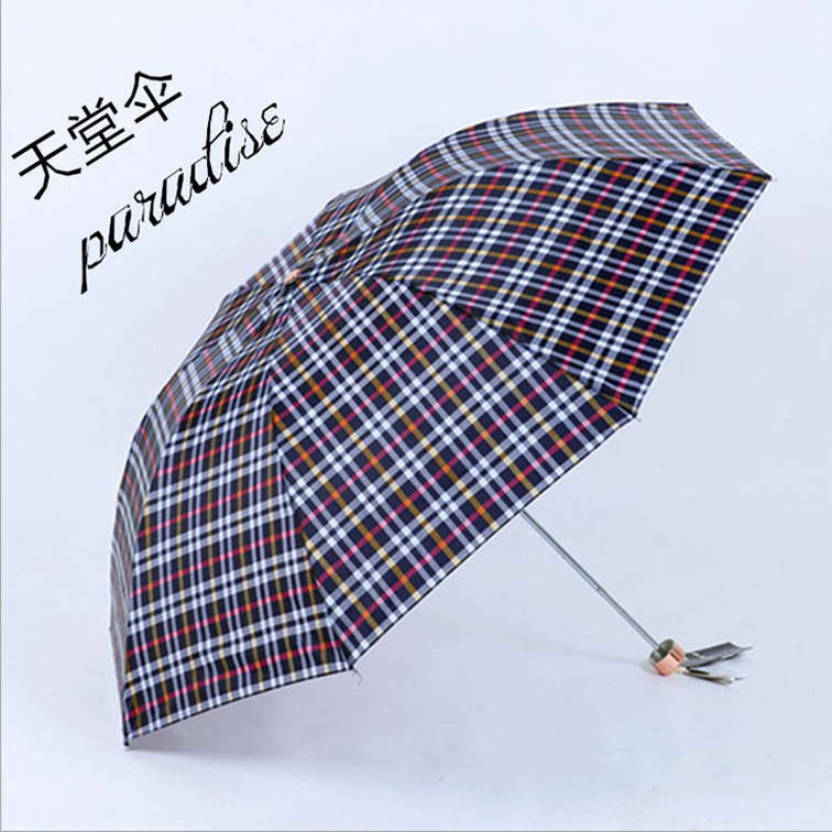 正品天堂伞339s格 格子伞拒水隐格三折晴雨伞 超市批发商经典款