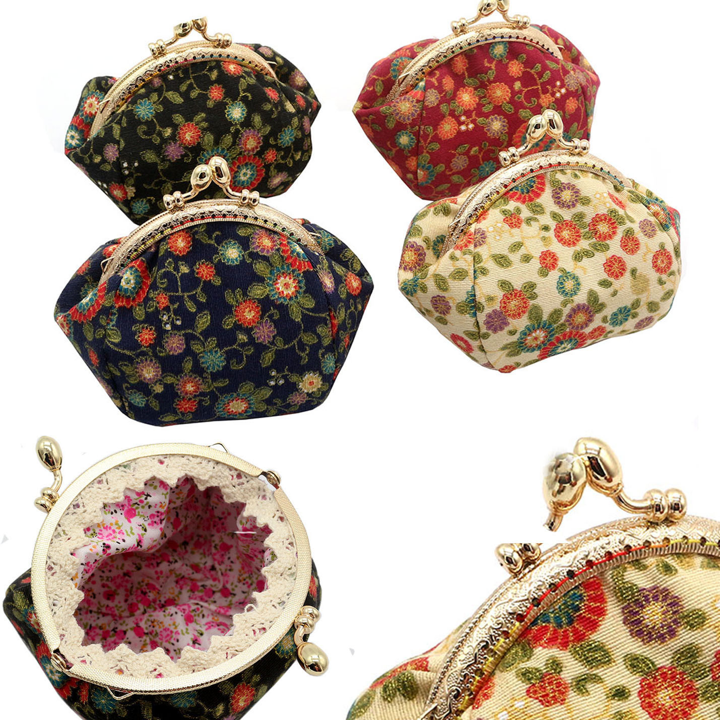 0成交3444个新款布艺零钱包 烫金鲤鱼创意女士手拿包 印花口金手工包